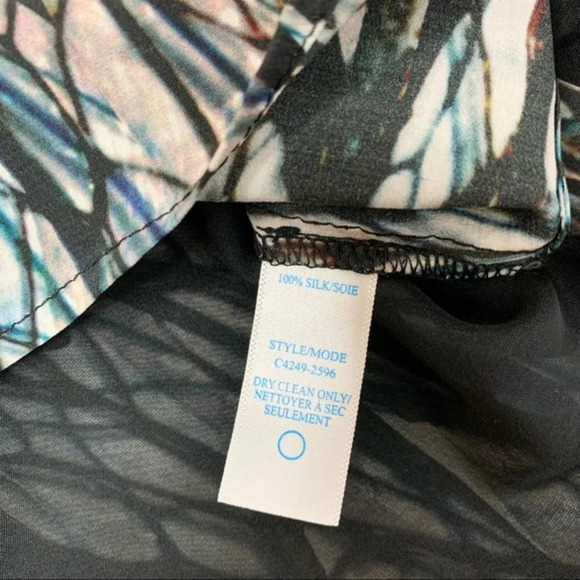 Charlie Jade Blouse silk sheer open back cut out print long sleeve Size small - Picture 10 of 13